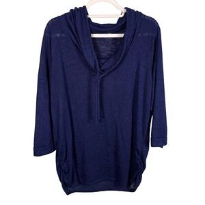 Olivia Moon Deep Blue Navy Cowl Knit Top Size L Relaxed Fit Casual Streetwear